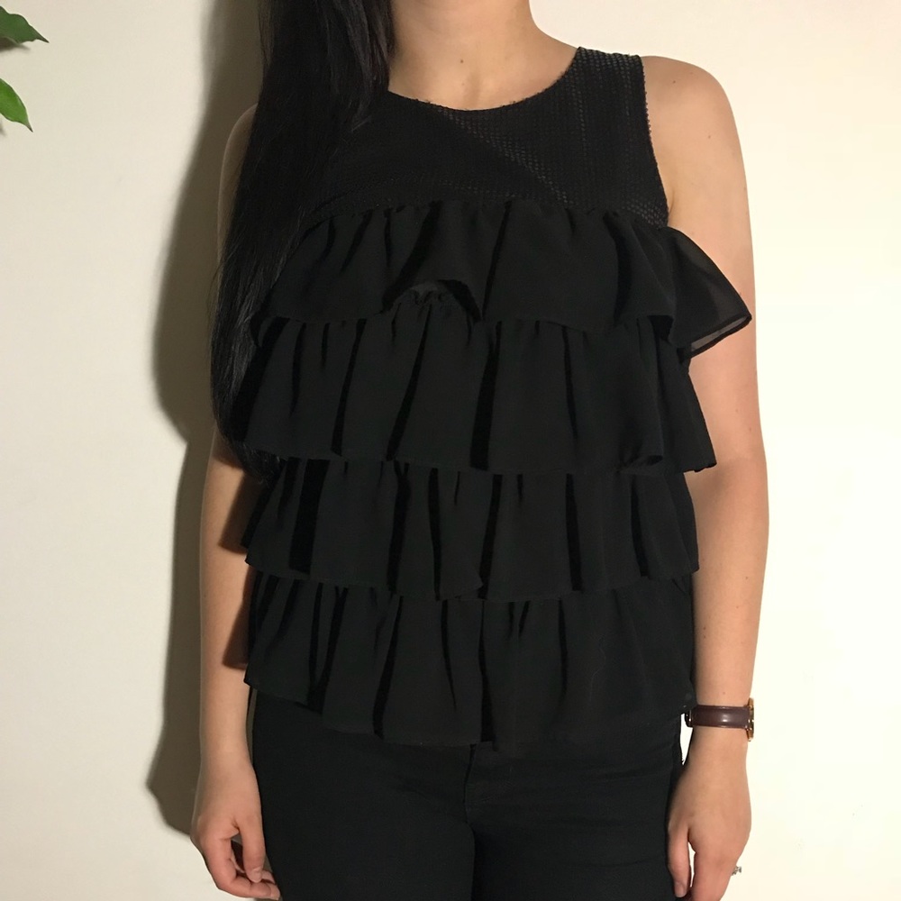 Forever 21 Black Ruffle/Sequenced Top